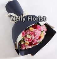 bouquet ultah mawar campur warna BU-009
